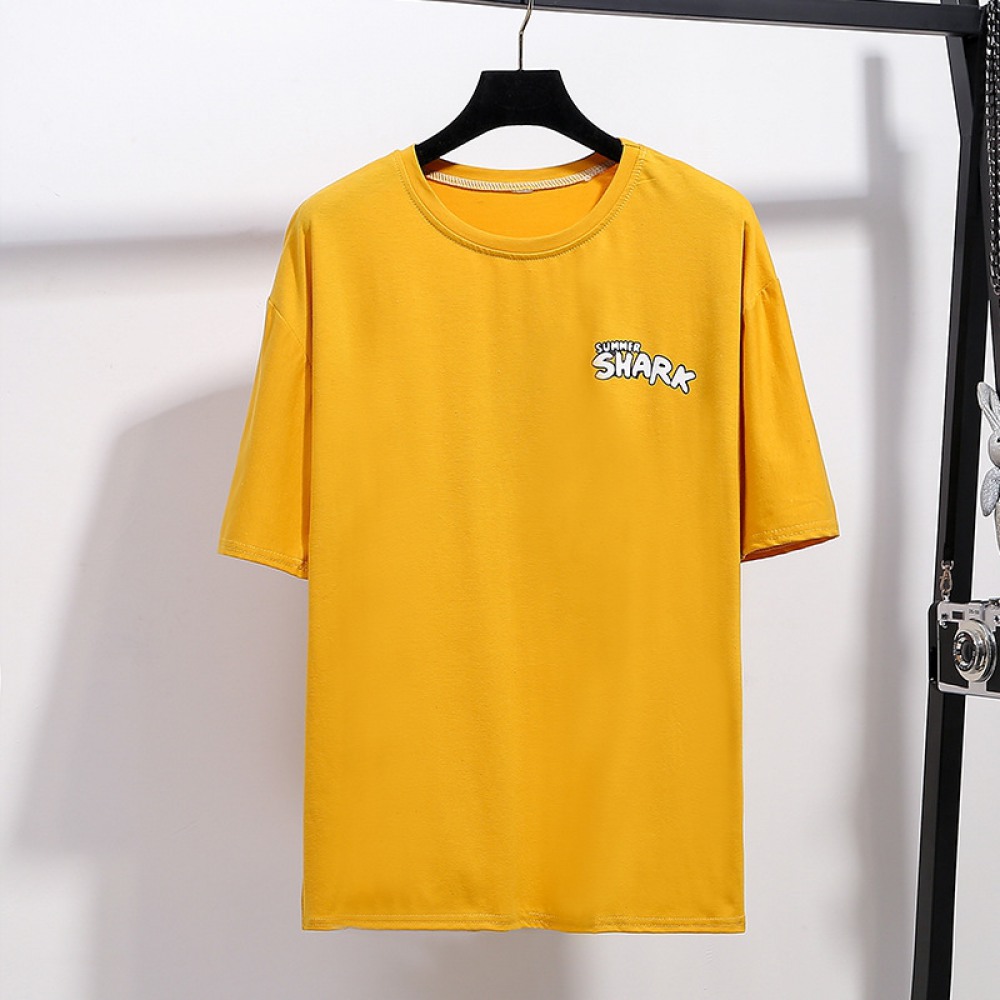 Plus Size Women's Summer Dress New Fat Loose and Thin Solid Color Map Short-Sleeved T-Shirt